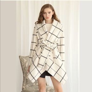 Women's Turn Down Shawl Collar Wool Blend Coat